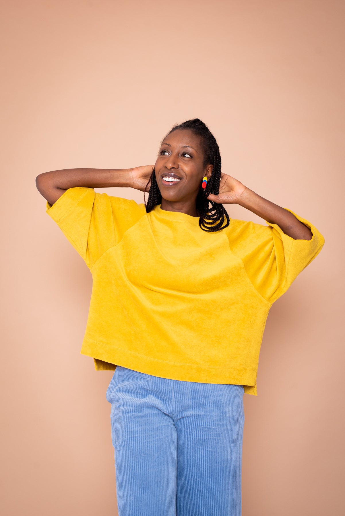 YYULI – Oversized Shirt aus Frottée – Gelb