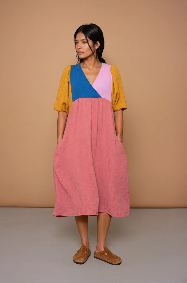 YYULI – Maxi-Kleid Colour Blocking
