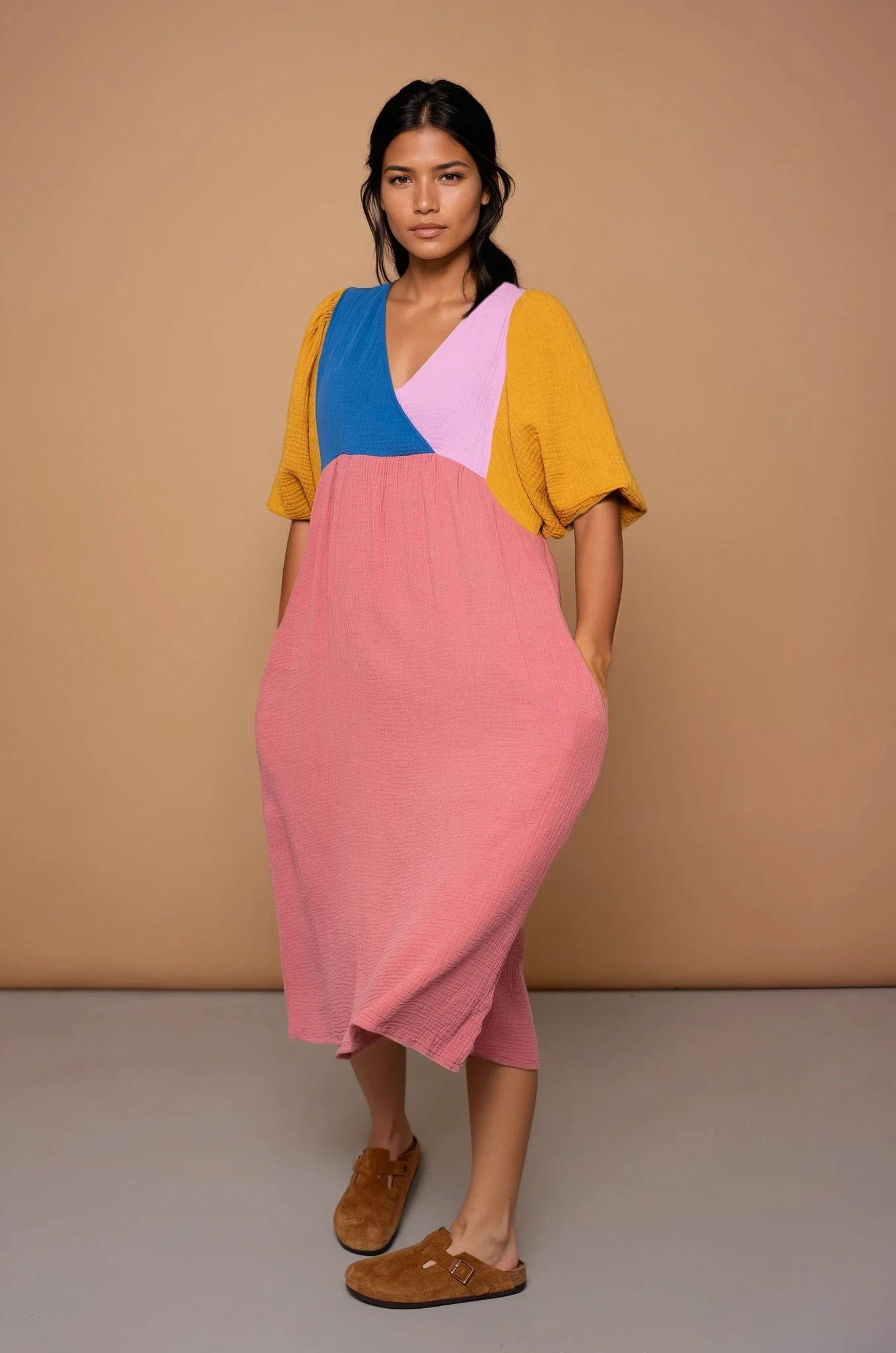 YYULI – Maxi-Kleid Colour Blocking