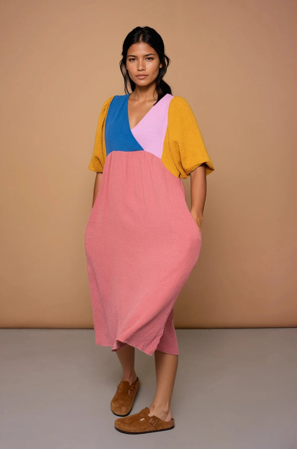 YYULI – Maxi-Kleid Colour Blocking