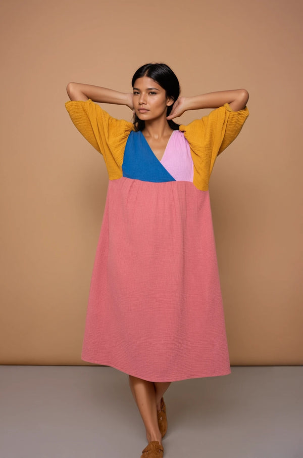 YYULI – Maxi-Kleid Colour Blocking