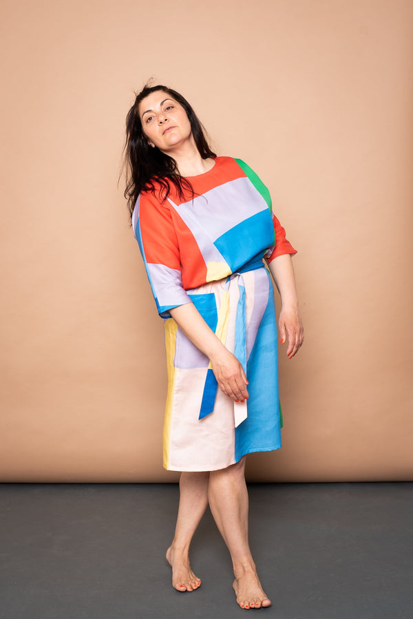 YYULI – Oversized-Kleid mit 7/8 Arm – ‚Bold Stripes‘