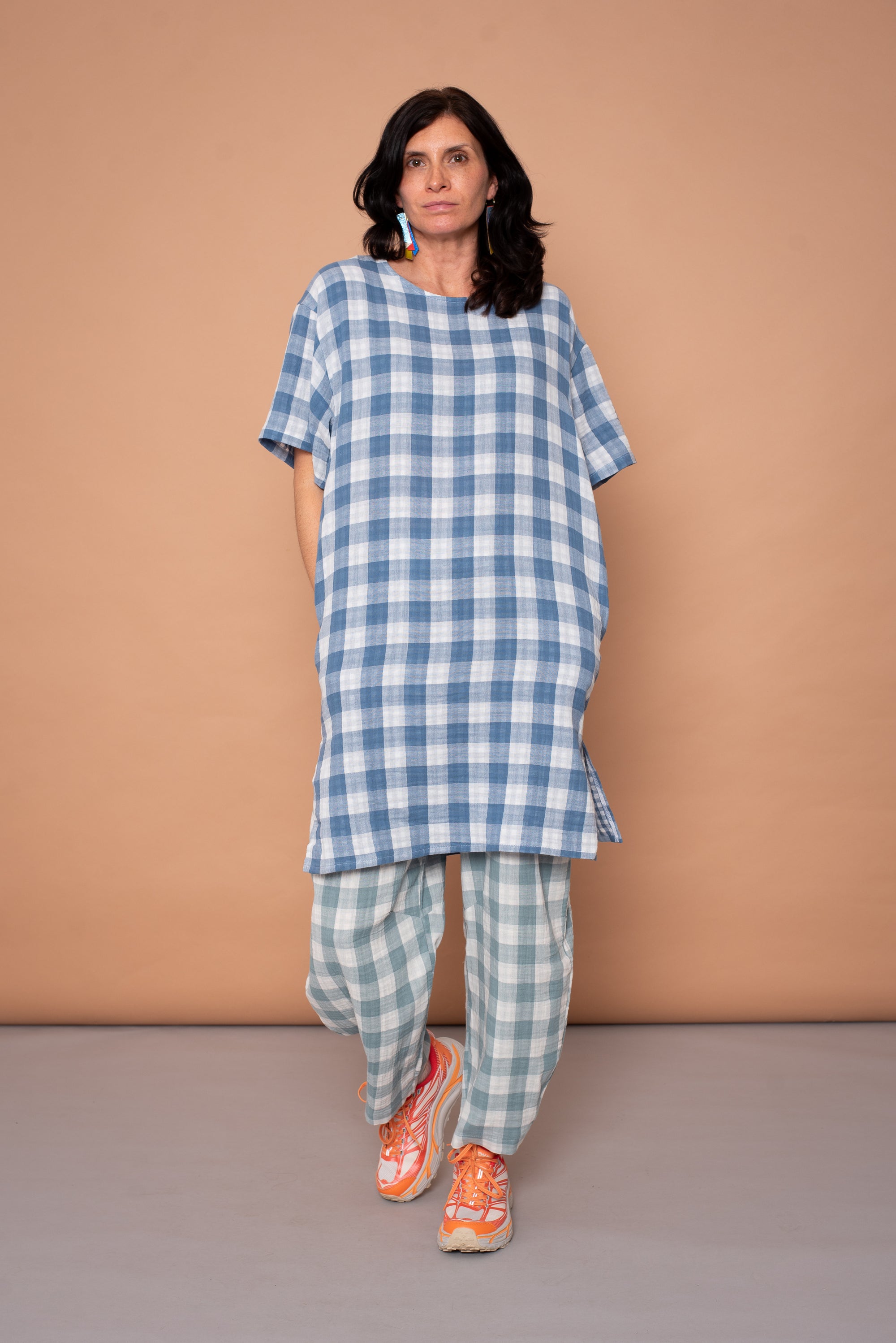 YYULI – Oversized Midi-Kleid Vichy Pattern