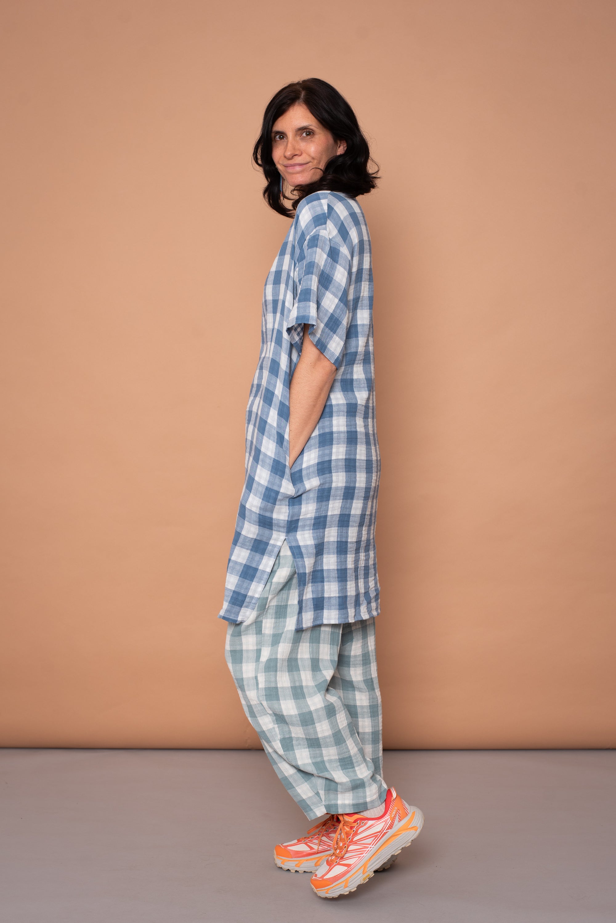 YYULI – Oversized Midi-Kleid Vichy Pattern