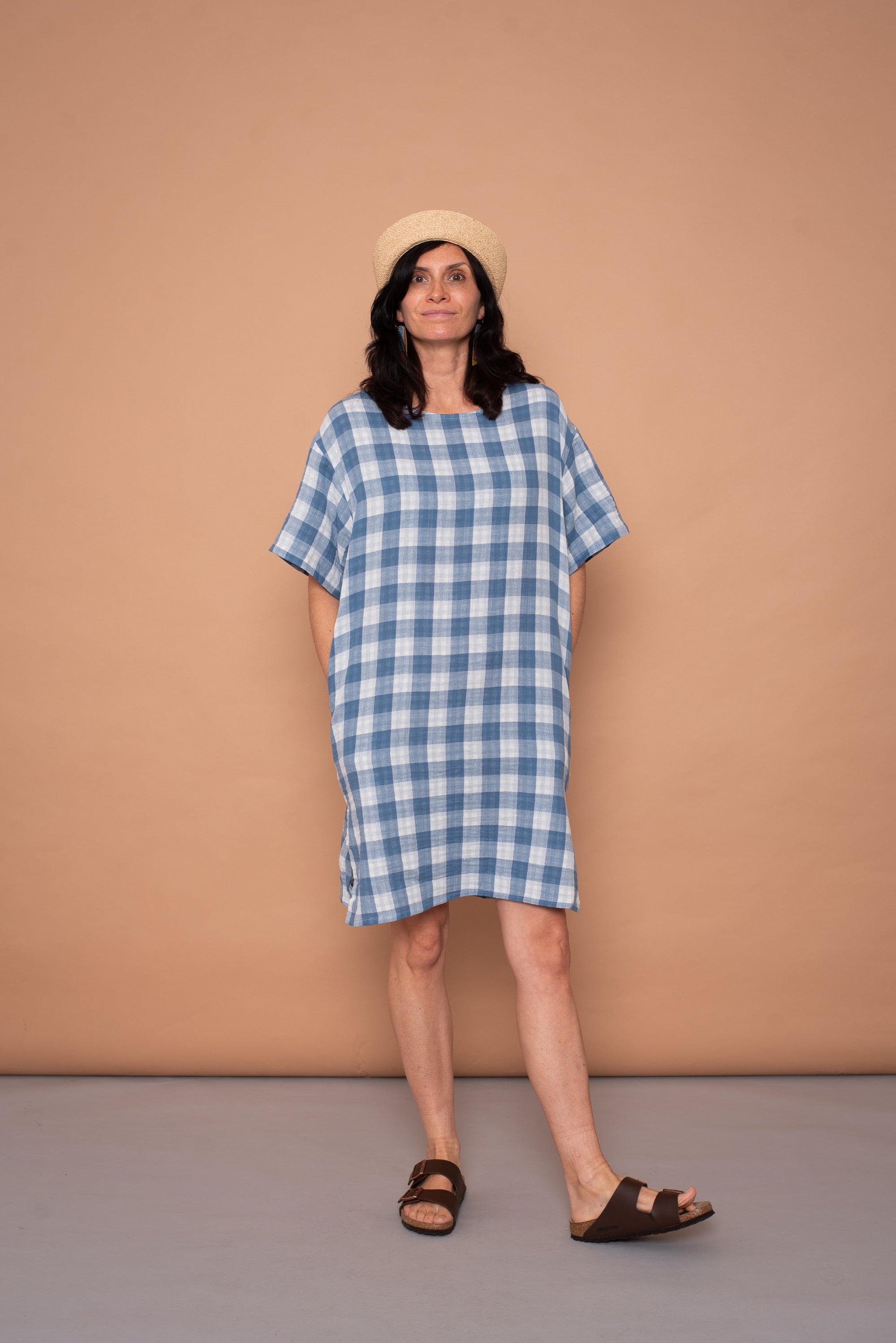 YYULI – Oversized Midi-Kleid Vichy Pattern