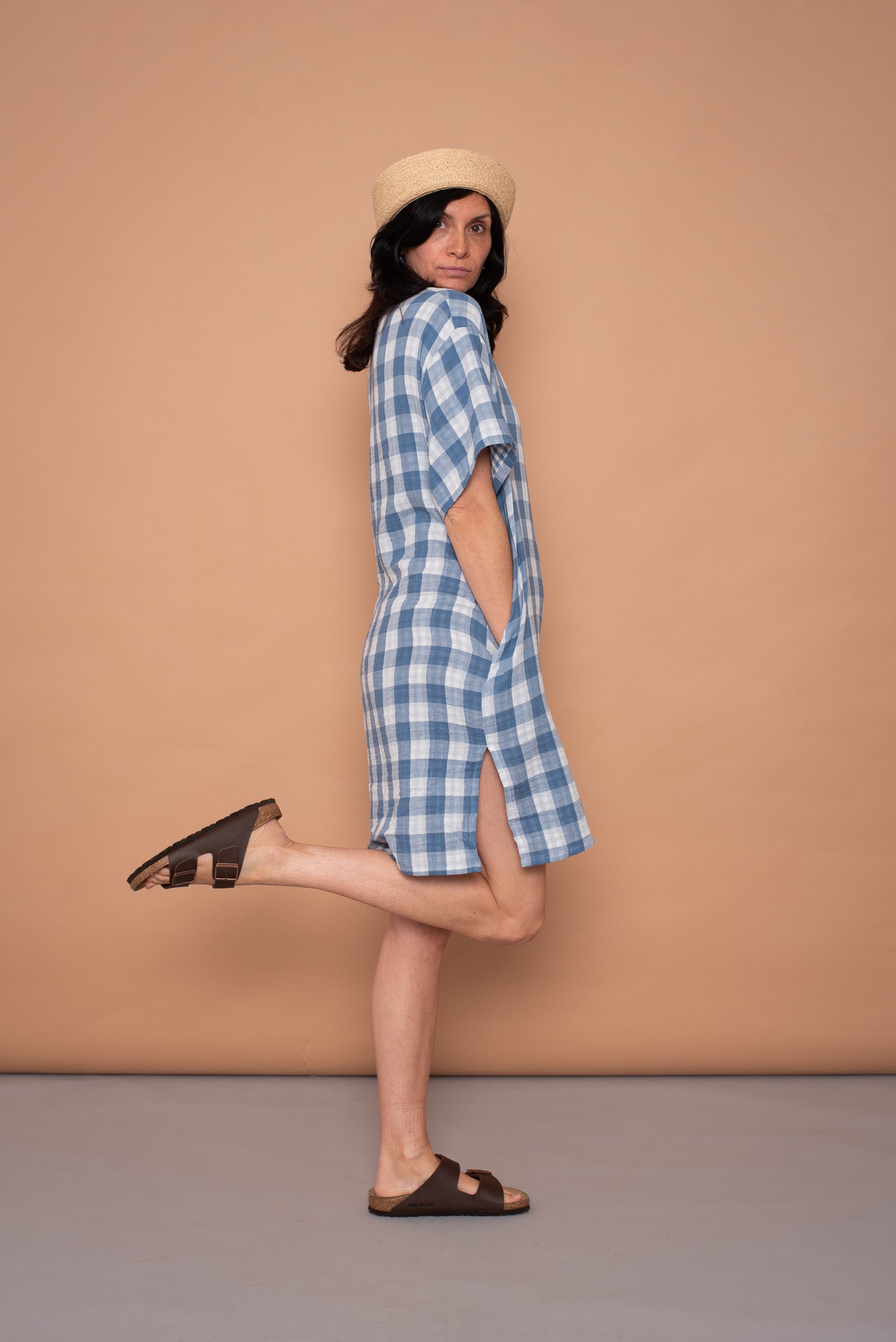 YYULI – Oversized Midi-Kleid Vichy Pattern