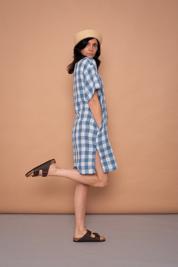 YYULI – Oversized Midi-Kleid Vichy Pattern