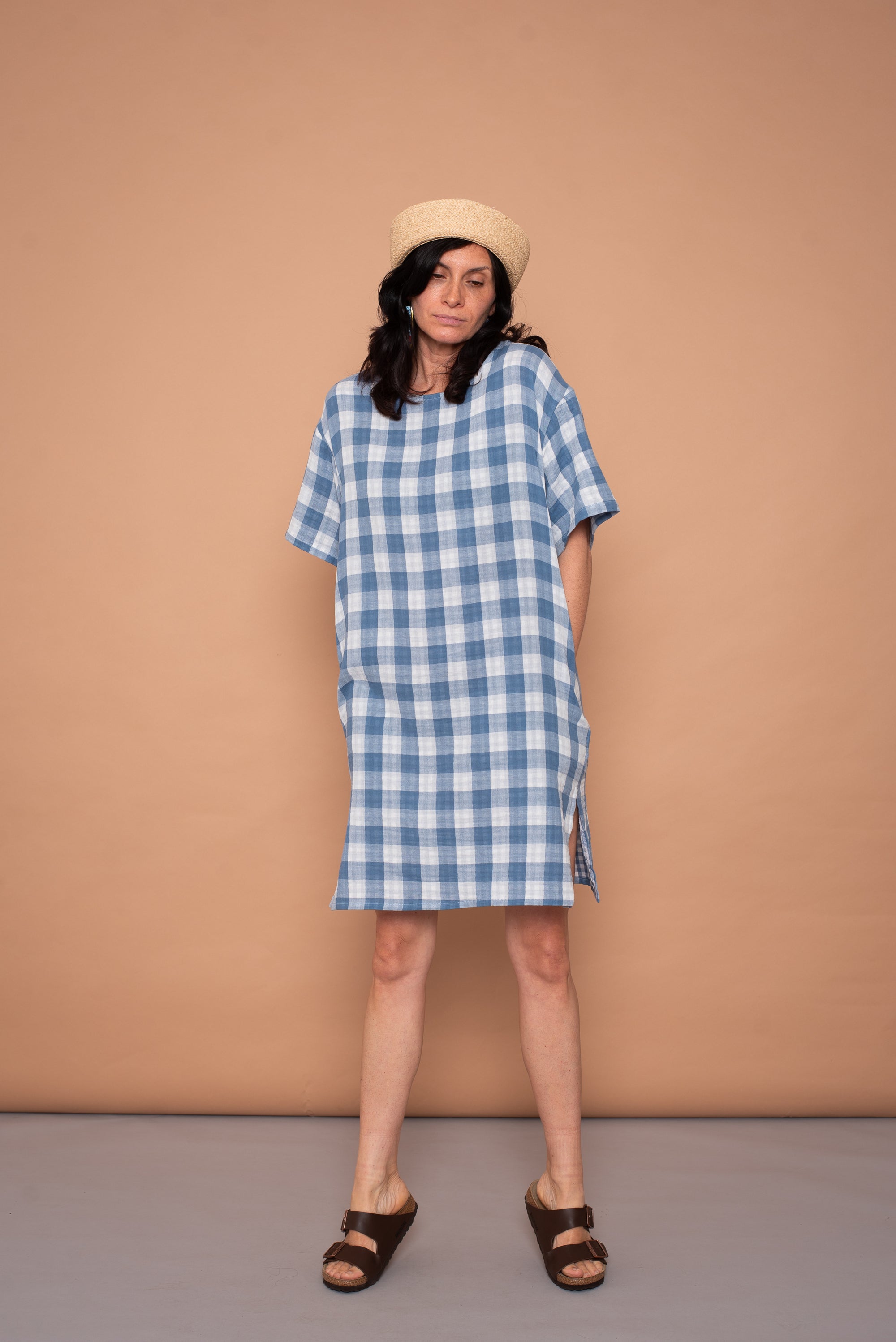 YYULI – Oversized Midi-Kleid Vichy Pattern