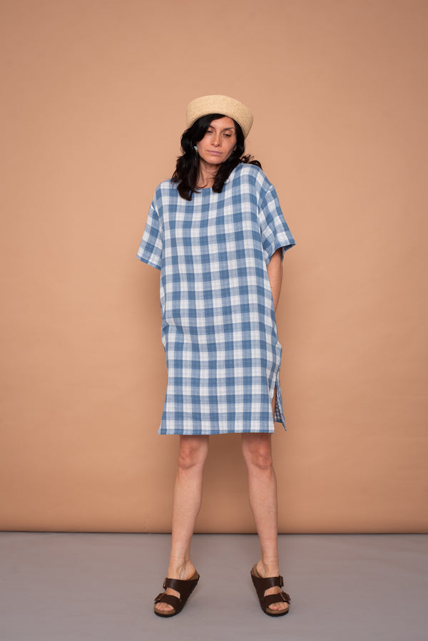 YYULI – Oversized Midi-Kleid Vichy Pattern