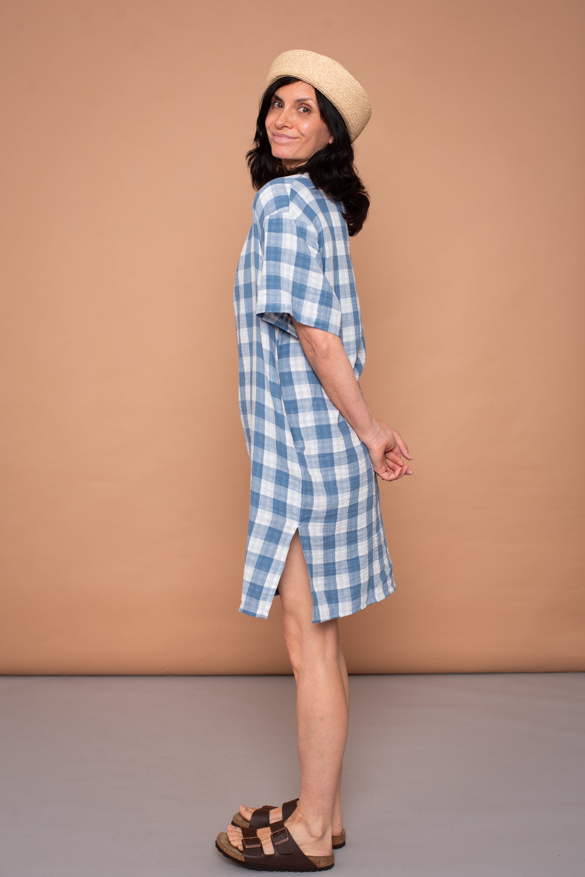 YYULI – Oversized Midi-Kleid Vichy Pattern