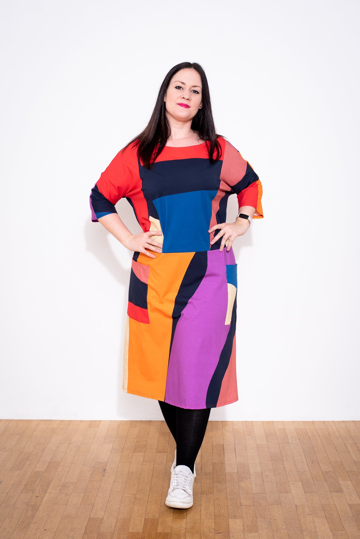 YYULI – Oversized-Kleid mit 7/8 Arm – Bold Stripes