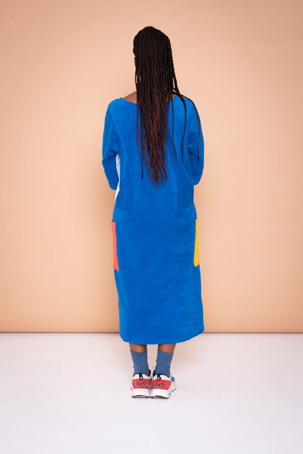 YYULI – Oversized-Kleid mit 7/8 Arm – Frottee – Colour Blocking