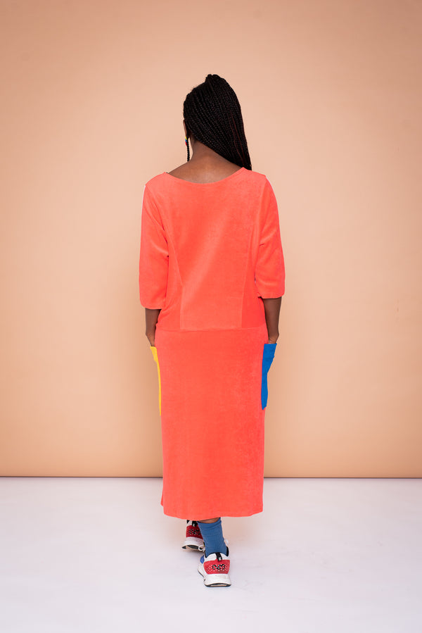 YYULI – Oversized-Kleid mit 7/8 Arm – Frottee – Colour Blocking