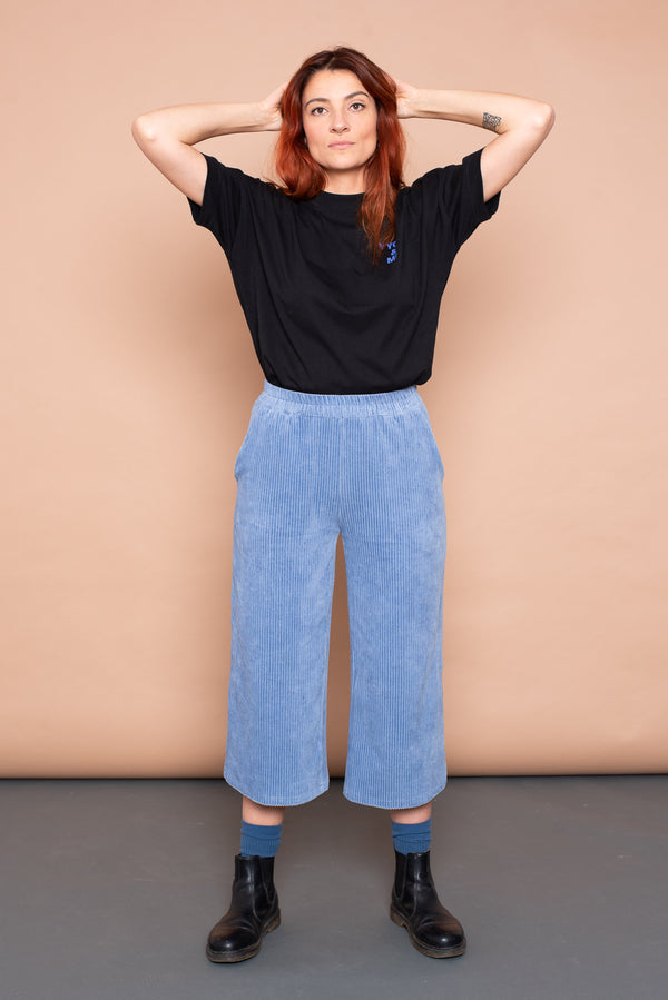 YYULI – Culottes aus Cordnicky – Hellblau