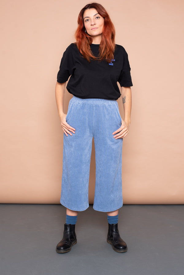 YYULI – Culottes aus Cordnicky – Hellblau